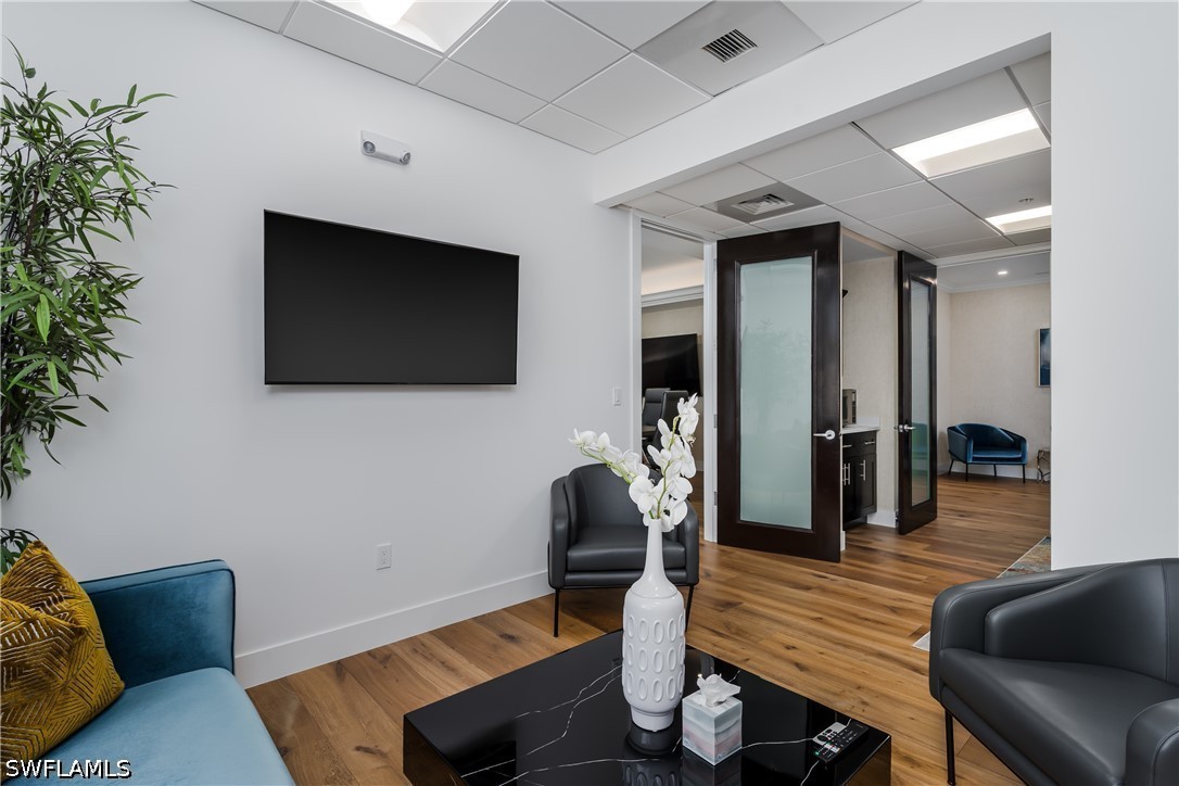 Executive lounge with media wall