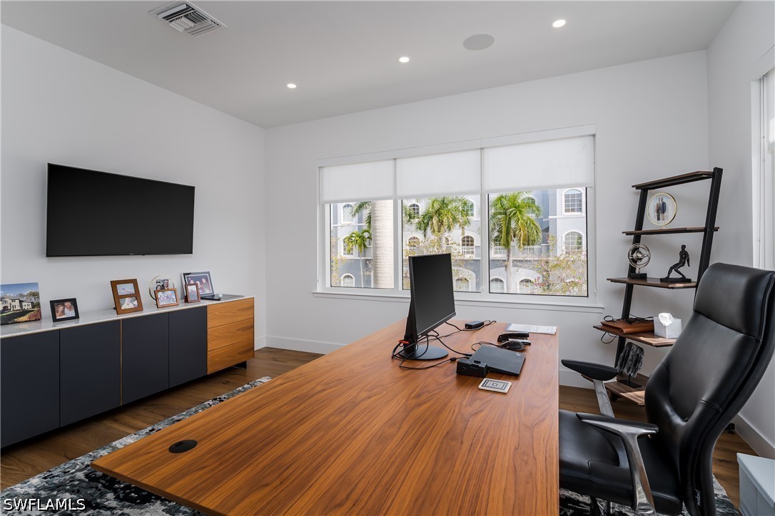 Private office with built-in shelving